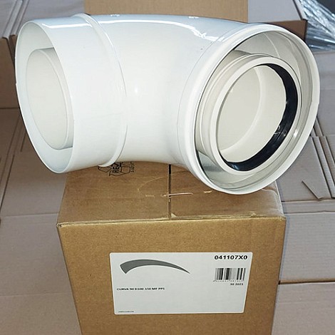 90° колено коаксиальное д.100/150 мм CURVA 90 D100-150 MF PPS